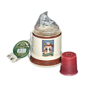Crazy Mountain Votive Candle Warmer Snowman and 2 Candles 4.25"x 3.5" NEVER USED